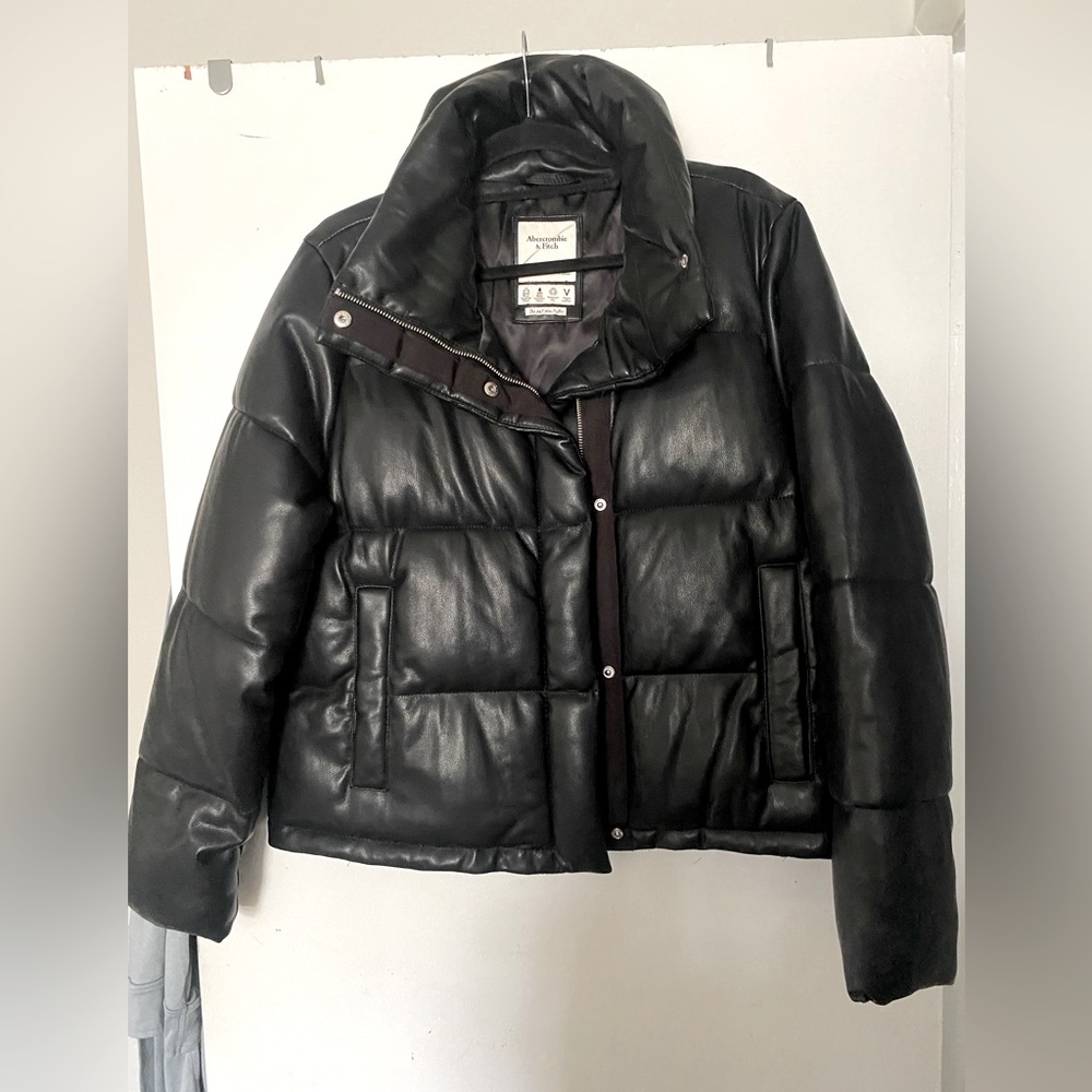 Abercrombie & Fitch leather puffer jacket